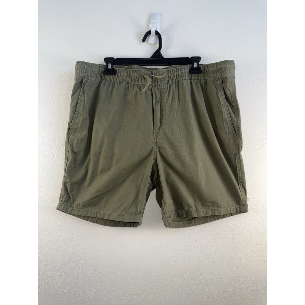 H&M Mens XL Olive Green Drawstring‎ Shorts Regular Fit Cotton Casual